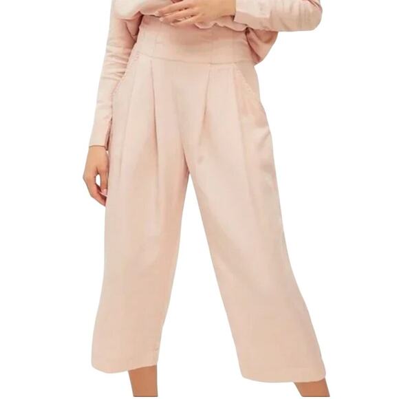 Free People Yasmin Pants Size 10 Pink Lyocell New - Picture 1 of 7